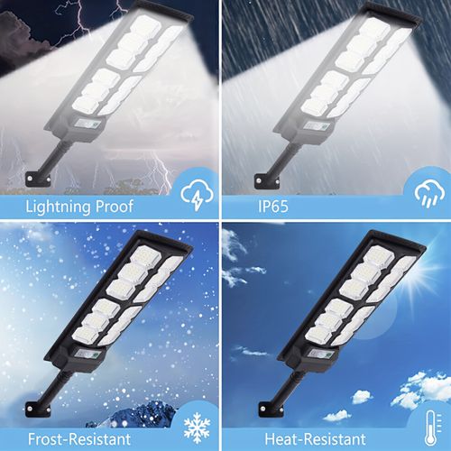 Kifflux Solar Lights Outdoor Waterproof - 7000K Solar Street Lights Outdoor, Wide Angle Flood Light Motion Sensor, LED Powered Parking Lot Light with Dusk to Dawn for Outside