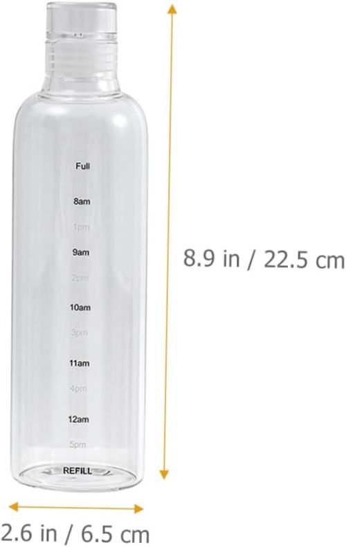 Outdoors Essential Large Capacity Water Bottle Glass Drinking Cup Time Scale Dishwasher Safe Leakproof