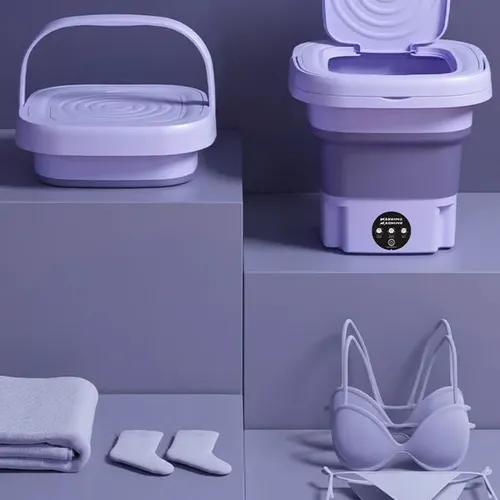 MOCOFO 8L Folding Washing Machine - Mini Portable Washer for Camping, RV, Travel - Ideal for Underwear, Bra, Socks - Large Capacity, Home Use（purple）