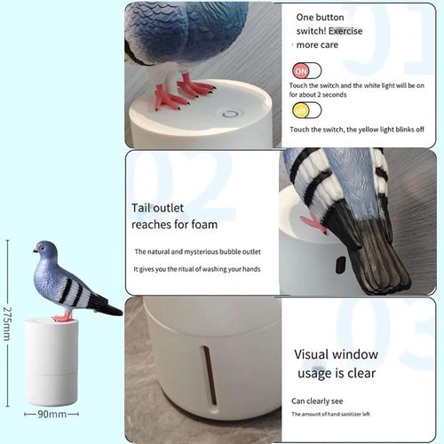 Zunate Automatic Touchless Foaming Soap Dispenser, Bird Shape, Blue, Countertop Soap Dispenser