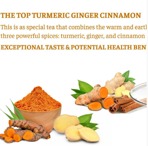 60.120 Tea Bags - Anti-Inflammaheb Loose Leaf Tea, 100% Natural from Ginger, Turmeric, Peppermint, Black Pepper, Cinnamon. Made with Natural Material Tea Bags. No Sugar, No Caffeine, No Gluten, Vegan. (60.120 Tea Bags)