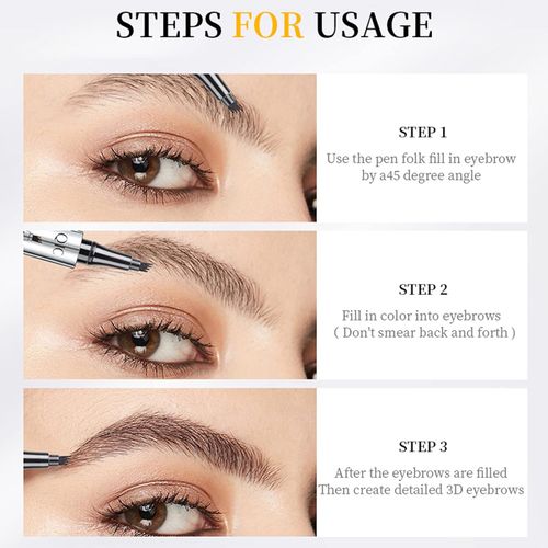 Eyebrow Pencil Eyebrow Microblading Pen - Eye Makeup Eyebrow Pen Micro 4 Point Brow Pen Lift & Snatch Eyebrow Microblading Pen Long-Lasting Waterproof Natural Eyebrow Hair