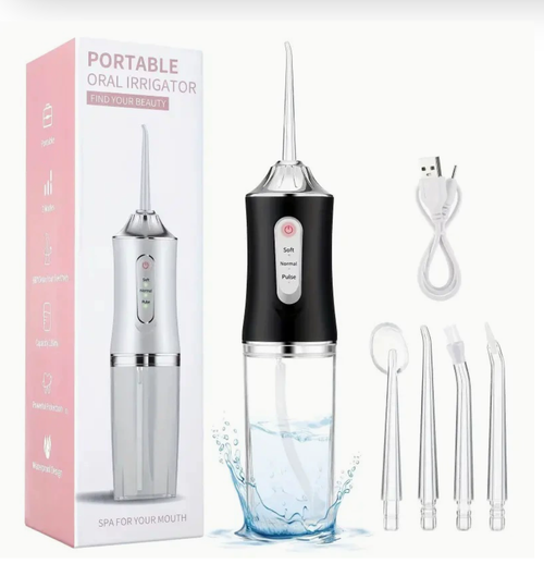 Water-Flosser-Teeth-Cleaner, Rechargeable - Waterproof, Portable Cordless Dental Oral Irrigator, Water flossers for Teeth, 3 Modes 4 Nozzles, for Home and Travel Elegant, Water Flosser for Braces