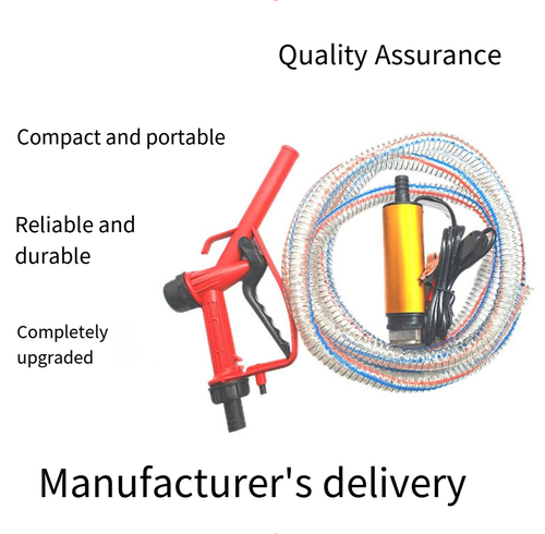 stainless Steel Booster Pump Lawn Jet pumps Dc 12v-24v Oil Pump, 5 Meter Steel Oil Hose Submersible Fuel Pump, Electric Submersible Pump Refueling Gun Combination Set for Home Garden Water Transport I