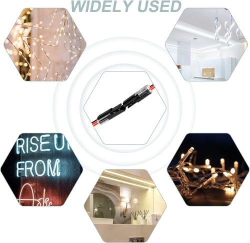 Two-Wire Connector with Locking Buckle, Double-Wire Plug-in Connector with Locking Buckle, 2 Pin 2 Way Compact Wire Terminals, Quick Splice Wire Wiring Connector for AWG 22-18