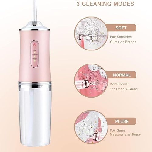 Water-Flosser-Teeth-Cleaner, Rechargeable - Waterproof, Portable Cordless Dental Oral Irrigator, Water flossers for Teeth, 3 Modes 4 Nozzles, for Home and Travel Elegant, Water Flosser for Braces