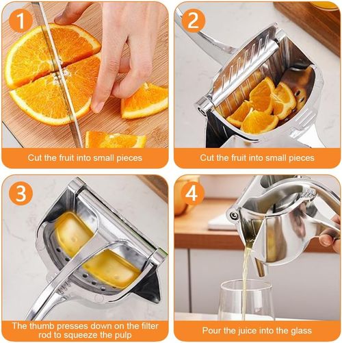 Lemon Squeezer, Aluminum Juice Press, Manual Juicer Citrus Lime Orange Fruit Squeezer, Hand Press Citrus Juicer, Ergonomic Handle Labor-saving Handheld Juice Extractor Maker(COLOR:silver)
