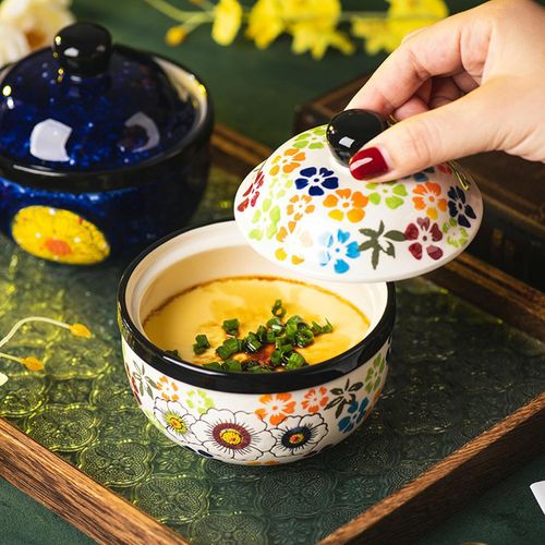 Hand-painted ceramic stew pot for home use, retro style with lid soup Fanhua Impression stew pot