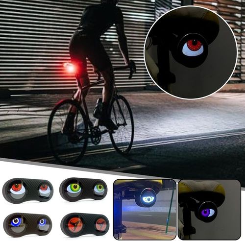 Demon Eye Bikes Taillight, 2pcs Led Dynamic Devil Eyes Light for Bicycle with Muti Colors Modes and DIY Personalized Light Display, Waterproof, USB Rechargeable, for Smart Bikes,Cycle (with Bracket)