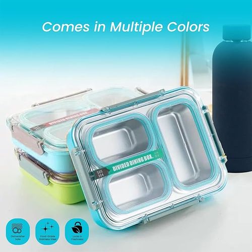 Mylindde Bento Box, Leakproof Lunchbox, Food Storage Box, Stainless Steel Lunch Box, Leakproof Bento Box, for Adults Kids Teens (Transparently, Green)