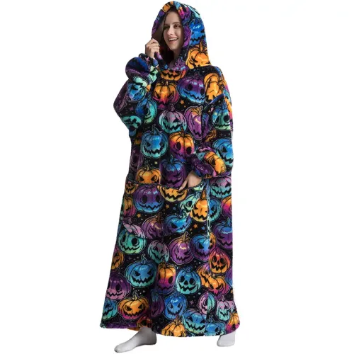 Women's Wool Blanket Hoodie Wearable Blanket Winter Sweatshirt Men's Super Large Home Warmth Pullover Print Lazy Sweatshirt