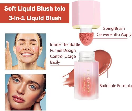 Liquid Blush, Matte Liquid Blush, Liquid Blush Beauty Wall Soft Cream Blush Makeup, Breathable Natural Look (Rose)