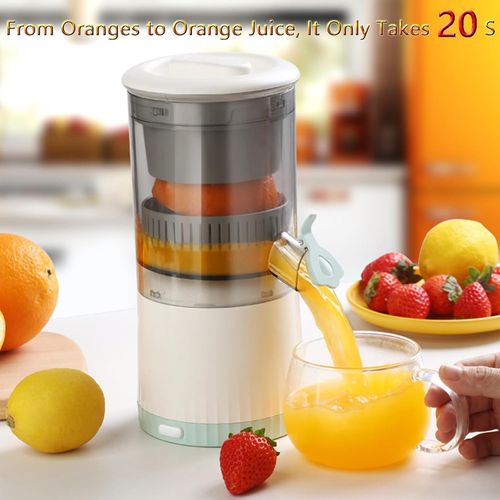 Electric Citrus Juicer, Rechargeable Juicer Machine with USB Cable and Cleaning Brush, Orange Lime Lemon Grapefruit Juicer Squeezer