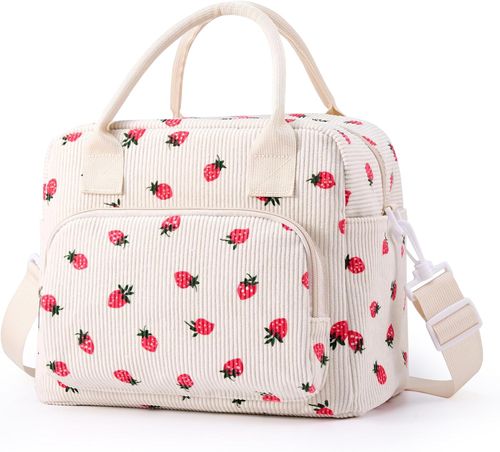 Cute Lunch Bag for Women, Corduroy Insulated Lunch Box for Work Lunch Tote Bag Women, Reusable Insulated Cooler Lunch Box for Travel