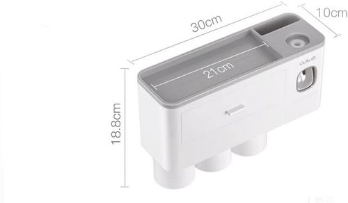 Toothbrush Rack Home Toothbrush Holder Wall Mounted Bathroom Organizer, Toothbrush Holder with Toothpaste Dispenser and Cups Bathroom Toothbrush Holder(A)
