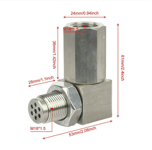 Cross-border oxygen sensor 90-degree - M18X1.5 pipe fitting extension adapter connector for automotive stainless steel oxygen sensor