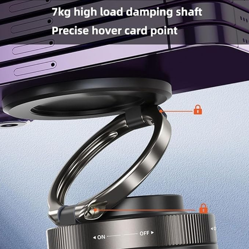 360° Foldable Magnetic Phone Mount, Mag Lock 360 Rotatable and Retractable Adjustable Vacuum Magnetic Suction Cup Car Phone Holder Mount for Your Car/Gym/Bike Mirror Handlebar (Black)