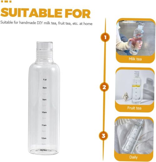 Outdoors Essential Large Capacity Water Bottle Glass Drinking Cup Time Scale Dishwasher Safe Leakproof