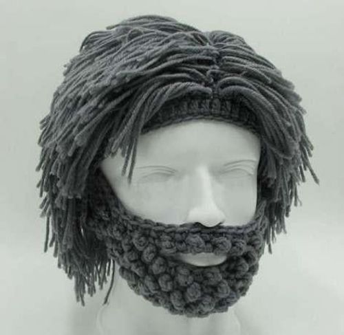 Creative Barbarian Knit Beard Hat Funny Knit Cap Wig Beanie Hats Beard Facema...