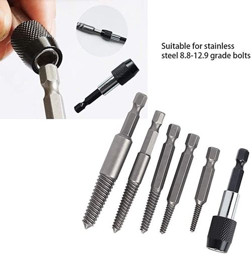 6 pcs Screw Extractors & Drill Bit set Carbon Steel Screw Extraction Tool Upgrades for