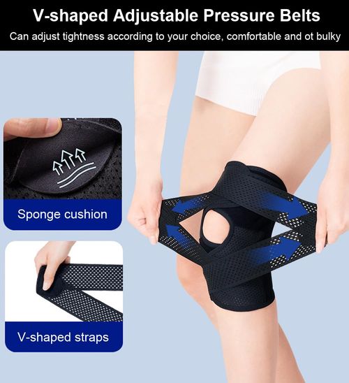 Knee Brace for Women Men Knee Braces for Knee Pain, Adjustable Compression Sleeve Knee Brace for Meniscus Tear with Side Stabilizers (Black, Medium)