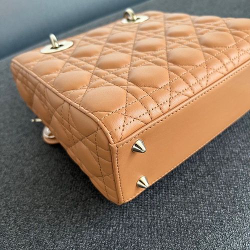 Christian Dior  Calfskin Cannage Small My ABCDior Lady Dior Tan