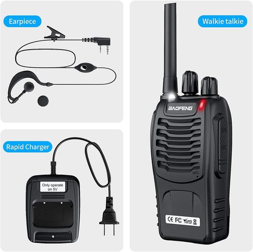 BAOFENG Walkie Talkies Long Range Rechargeable Two-Way Radios with Earpieces UHF Handheld Walkie Talkie Set 4 Pack for Adults or Kids Outdoor Job Travel Communication