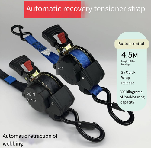 Retractable Ratchet Straps, 1763lb Break Strength Self Retracting Ratchet Straps Heavy Duty with Soft Loops, 10FT Auto Tie Down Straps Easy Retract for Motorcycle, Truck, Securing Cargo