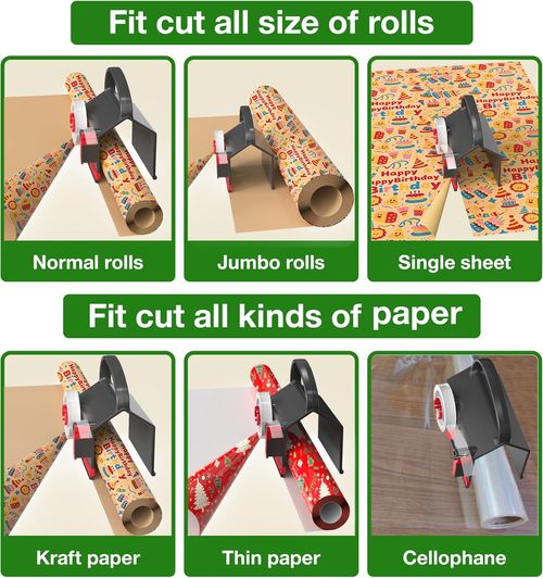 Wrapping Paper Cutter, Decoration Roll Papers Gift Wrap Cutting Tool for Birthday Thanksgiving Christmas, with Handle Easy Sliding 1-Pack
