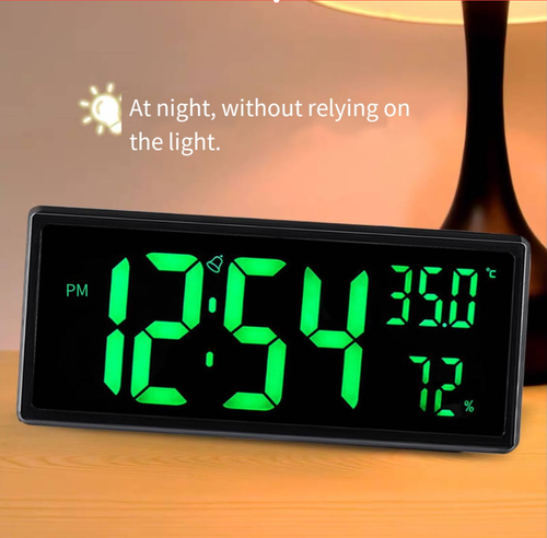 Wall-Mounted Digital Wall Clock Power Off Memory Long Lasting Table Clock for Living Room Bedroom Study Room