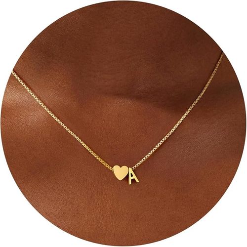Eioi & Lmnm Gold Initial Necklace for Girls Kids Women, 18K Gold Plated Heart Tiny A-Z Pendant Necklace Dainty Letter Necklaces Cute Monogram Name Necklaces Gifts for Girl Age 5 6 7 8 9 10