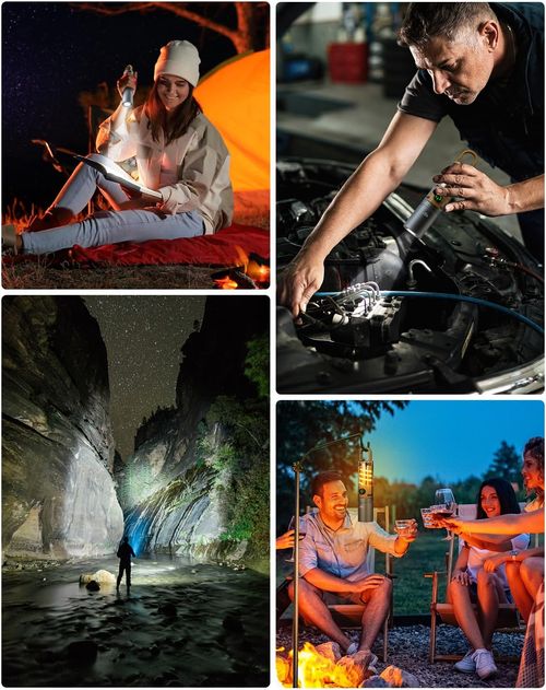 VLU Flashlight, Tactical Flashlights High Lumens, Rechargeable 1000 Lumens LED Flashlight with 5 Modes, Waterproof Focus Zoomable Flashlights for Home, Outdoor, Camping, Emergency, Gift for Men Women