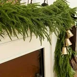 Btomtd 180cm Artificial Norfolk Rattan Garland Christmas Decor for Table Fireplace Wall Home Decoration with Vines, Green