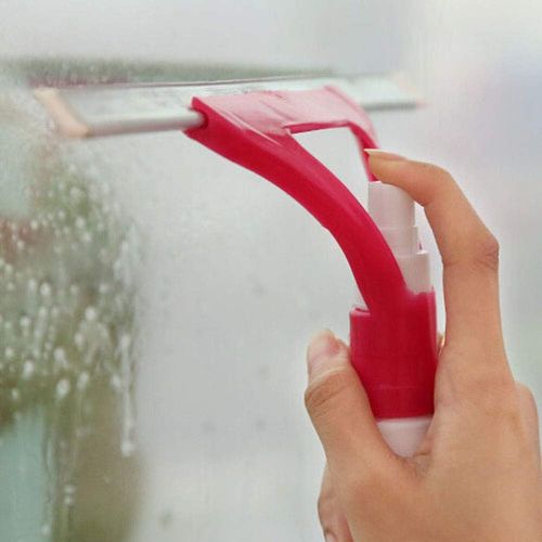 Window Cleaning Squeegee Tool, Multipurpose Spray Window Glass Wiper Brush Scraper Squeegee Home Cleaning Tool Random Color