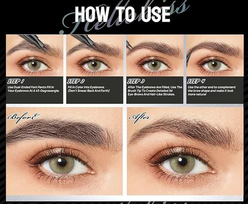 Microblading Eyebrow Pen Waterproof, Eyebrow Pencil, Brow Pencil 2-in-1 Dual-EndedMicroblading Eyebrow Pen with MicroFork-Tip and Precise Brush for Natural Makeup All Day