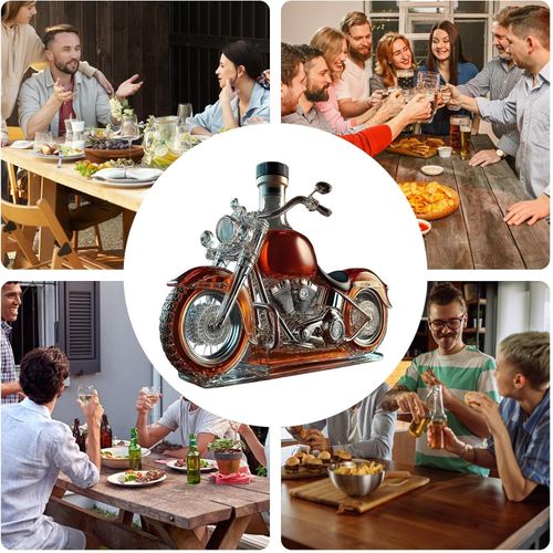 Motorcycle Whiskey Decanter | Glass Motorbike Whiskey Bottle | 2025 New Motorcycle Whisky Wine Bottle Decanter | Retro Motorbike Whisky Dispenser Home Bar Decor for Man Whiskeys Gift