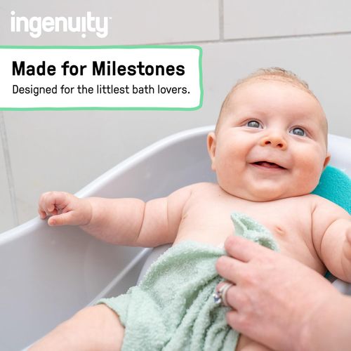 Ingenuity Tuckaway Toddler Folding Tub, Converts Shower to Tub, Folds to Store, Easy to Clean, No Assembly Required, Portable Baby Bathtub for Travel, 12M-5Y