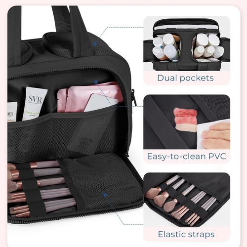 Toiletry Bag, Meonsopoli Large Capacity Storage Bags Wide-Open Travel Cosmetic Bag, Waterproof Portable Pouch Open Flat Toiletry Bags, Dry-and-Wet Separation (Blue)