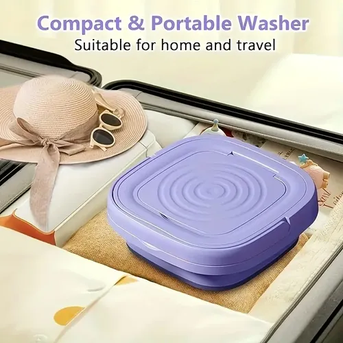 MOCOFO 8L Folding Washing Machine - Mini Portable Washer for Camping, RV, Travel - Ideal for Underwear, Bra, Socks - Large Capacity, Home Use（purple）