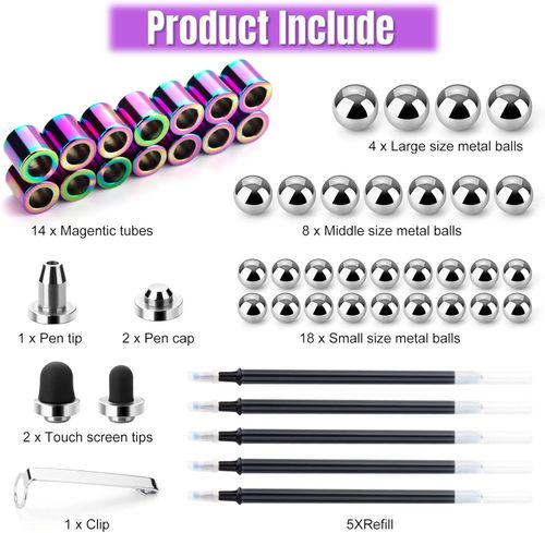 Magnetic Fidget Pen - Multifunctional Decompression Magnet Writing Toy Pen, Gift for 10-15 Year Old Boys Girls, Decompression Magnetic Metal Ballpoint Pen, Multifunctional Magnet Writing Pen (Multi)