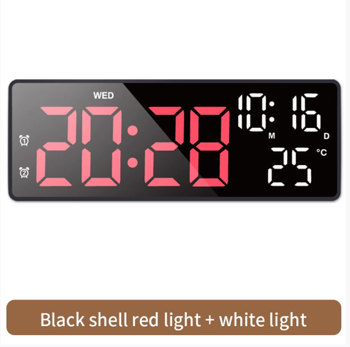 Large Digital Wall Clock with Remote Control, 7 Inch LED Display Count Up & Down Timer, Adjustable Brightness Alarm Clock with Day  Date Temperature for Home, Gym, Office