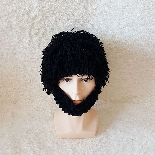 Creative Barbarian Knit Beard Hat Funny Knit Cap Wig Beanie Hats Beard Facema...