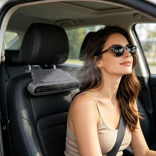 New Car Rear-Seat Cooling Fan with Built-in Fragrance — A Mini, Portable USB Fan for the Backseat (Also Suitable for Office Environments). Features 3 Adjustable Wind Speeds and is Compatible with All Vehicle Types (Sedans, SUVs, Vans, RVs, Trucks, etc.).