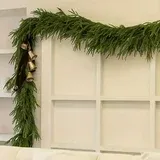 Btomtd 180cm Artificial Norfolk Rattan Garland Christmas Decor for Table Fireplace Wall Home Decoration with Vines, Green