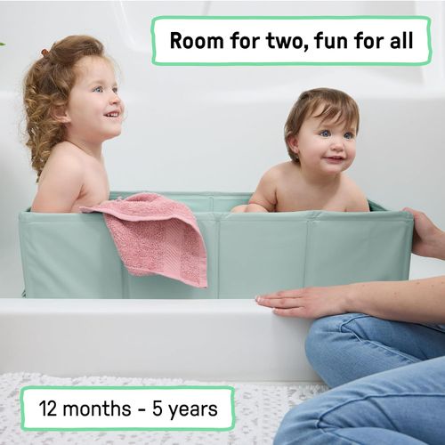 Ingenuity Tuckaway Toddler Folding Tub, Converts Shower to Tub, Folds to Store, Easy to Clean, No Assembly Required, Portable Baby Bathtub for Travel, 12M-5Y