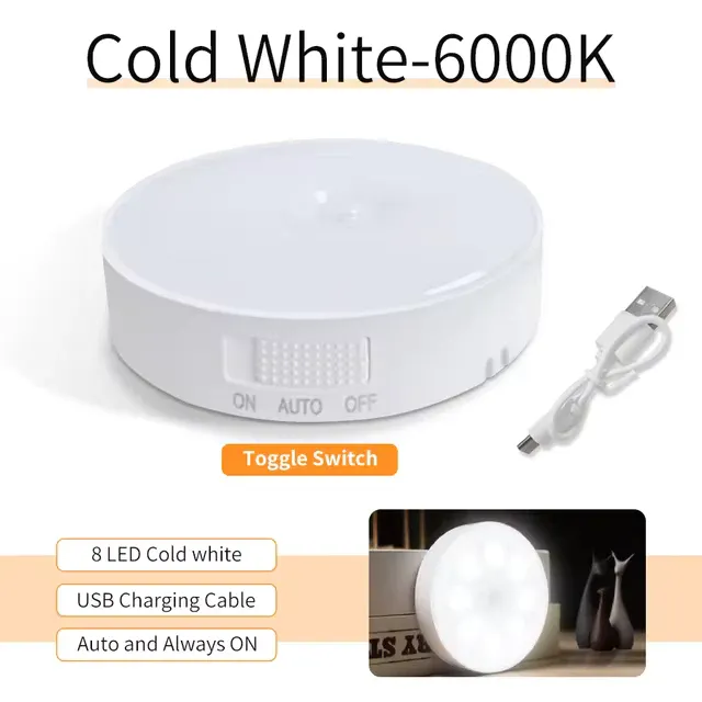 Rechargeable Indoor Motion Sensor Light | LED Night Light for Bedrooms, Stairs, & More