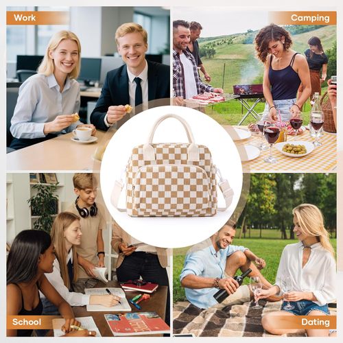 Cute Lunch Bag for Women, Corduroy Insulated Lunch Box for Work Lunch Tote Bag Women, Reusable Insulated Cooler Lunch Box for Travel