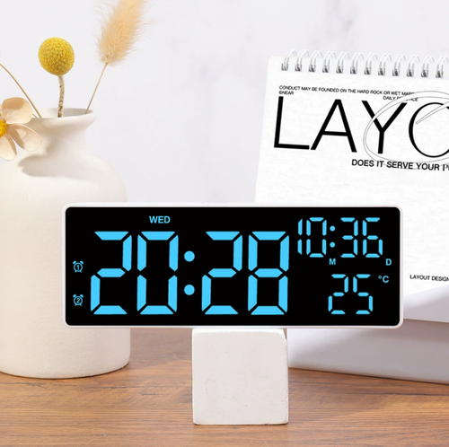 Large Digital Wall Clock with Remote Control, 7 Inch LED Display Count Up & Down Timer, Adjustable Brightness Alarm Clock with Day  Date Temperature for Home, Gym, Office