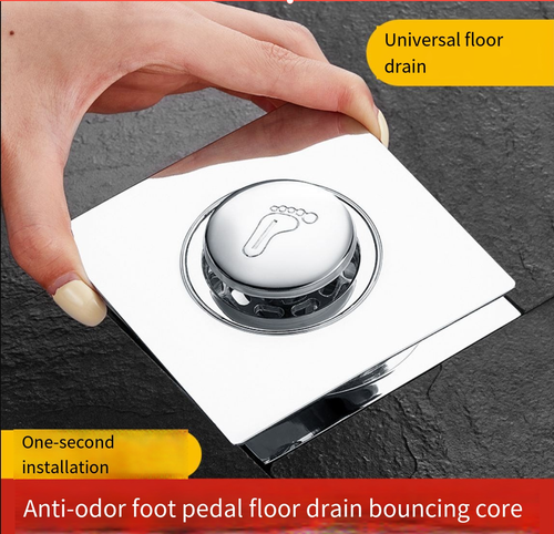 Premium Universal Bathroom Floor Drain Stainless Steel Bouncing Core Foot Operated Drain Drainage Deodorizer Press Type Drain Household
