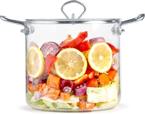 Glass Pot Saucepan with Lid Cover -  Heat-Resistant Simmer Pot for for Stove top Pasta, Soup, Stock Pot - Perfect for Electric & Gas Stoves Borosilicate